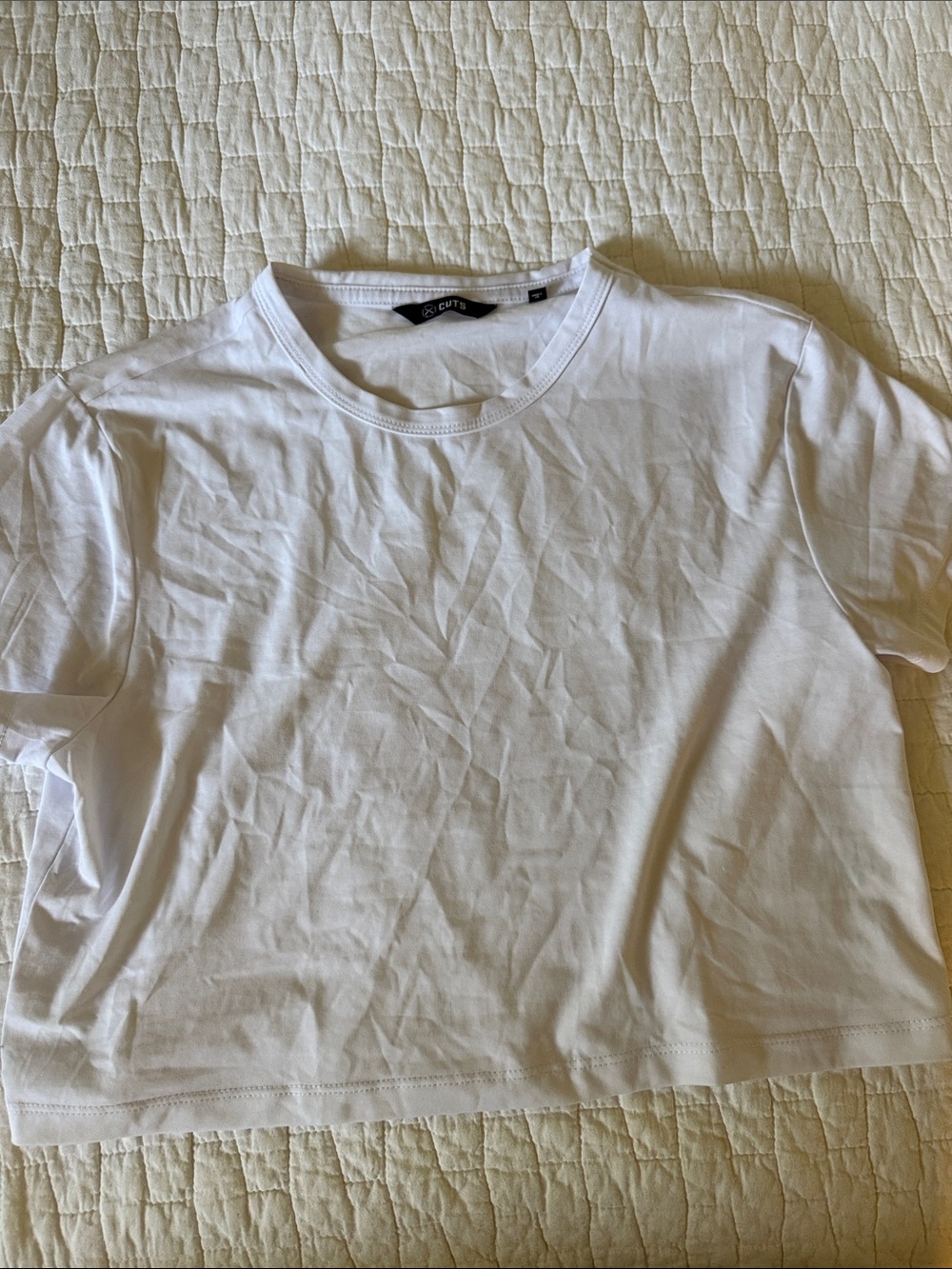 Cuts never been worn White Short Sleeve Cropped Crewneck Tee